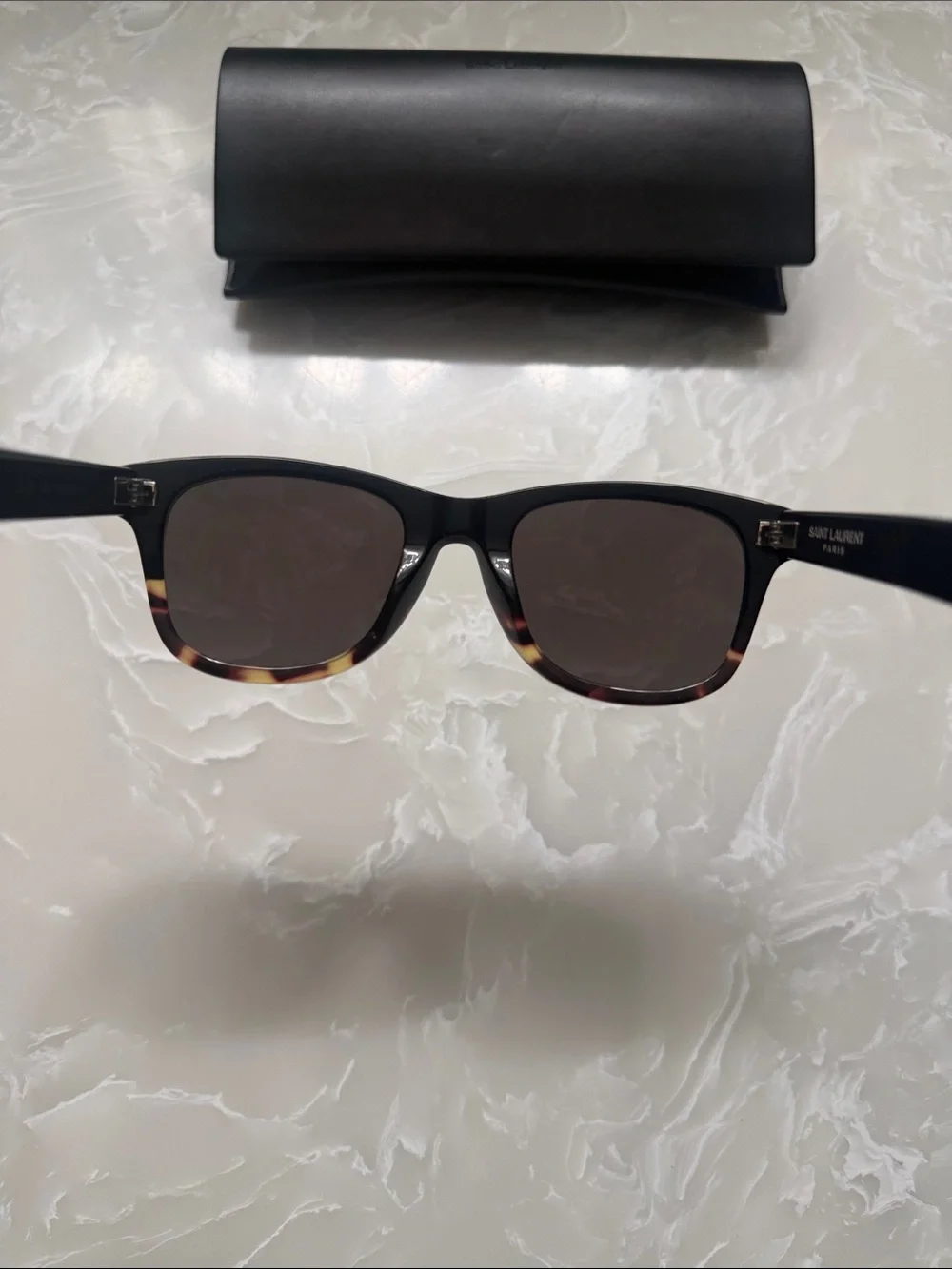 Saint Laurent Black and Tortoiseshell Wayfarer Sunglasses